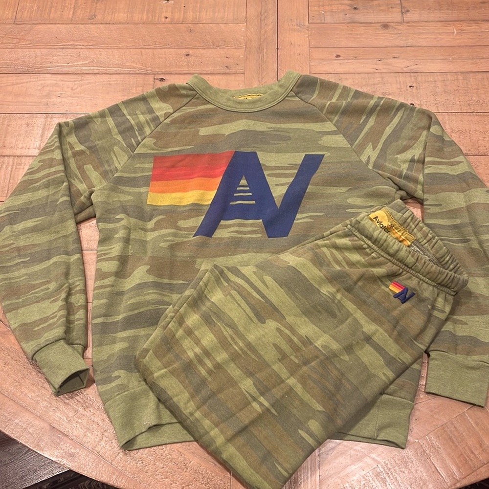 Gently worn Aviator Nation Camo sweatsuit